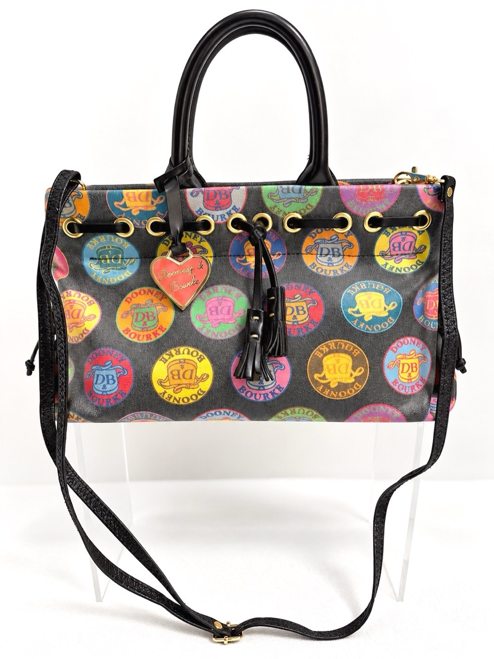 ❤️💛💚 Vintage Y2K Dooney & Bourke IT Collection Medallion Tassel Tote 💙🧡
